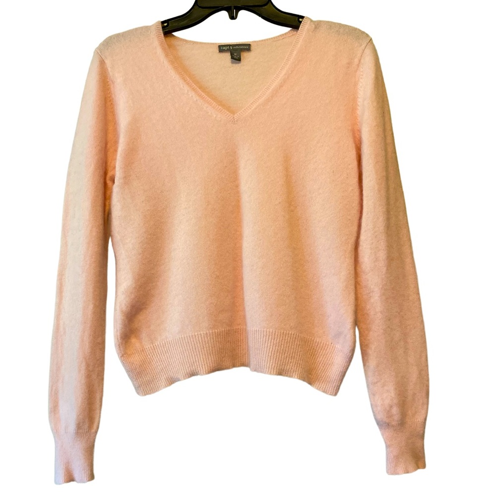 APT 9 100% Cashmere Pink V-Neck Sweater Size Medium